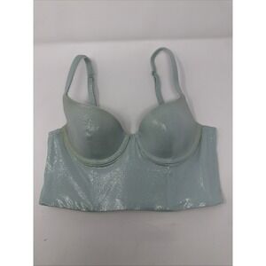 Victorias Secret Glitter Teal Corset Bra Top - Size 34A